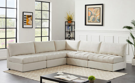 Jacob - Modular Sectional 5 Piece - Cream - Fabric - Modern & Contemporary - Home Elegance USA