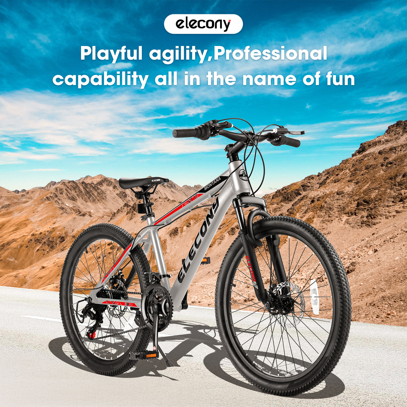 A26299 Rycheer Elecony 26 inch Mountain Bike Bicycle for Adults Aluminium Frame Bike Shimano 21-Speed with Disc Brake