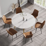 59.05"Modern man - made stone round golden metal dining table - position for 6 people - W1535S00007 - image - 2