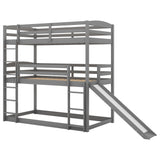 Twin over Twin over Twin Adjustable Triple Bunk Bed with Ladder and Slide,Gray(OLD SKU:SM000508AAE) - Home Elegance USA