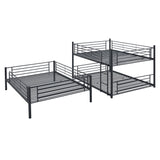Full-Full-Full Metal  Triple Bed  with Built-in Ladder, Divided into Three Separate Beds,Black - Home Elegance USA