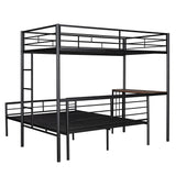 Twin Over Full Metal Bunk Bed with Desk, Ladder and Quality Slats for Bedroom, Metallic Black（OLD SKU :LP000092AAB） - Home Elegance USA