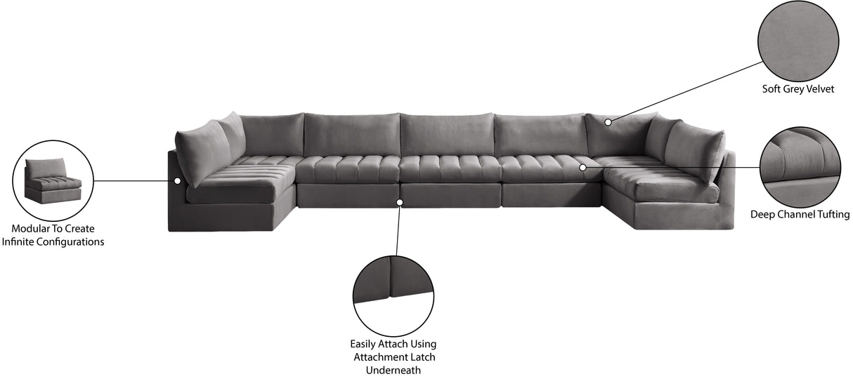 Jacob - Modular Sectional 7 Piece - Grey - Home Elegance USA