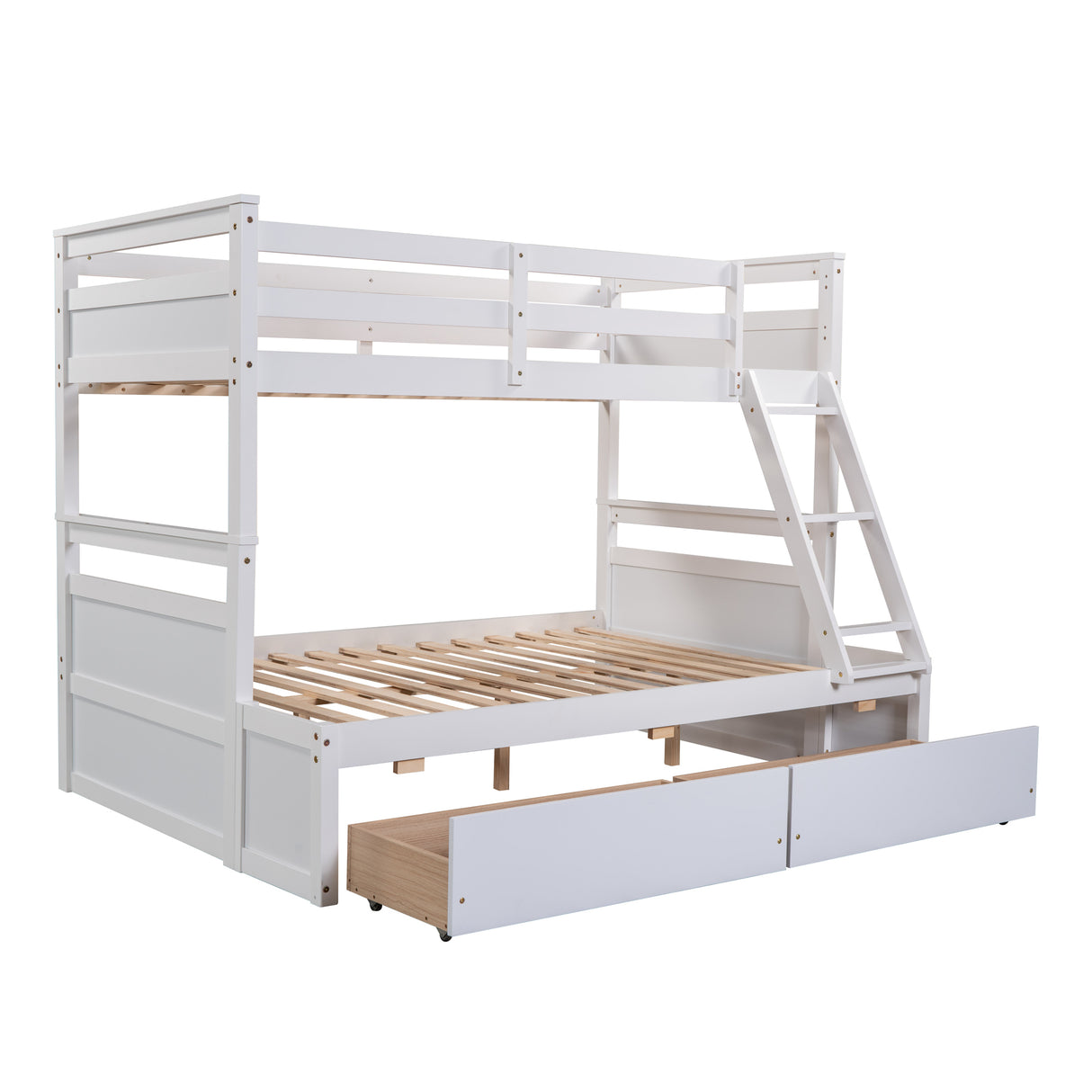 Twin over Full Bunk Bed with Storage - White(OLD SKU :LP000022AAK) - Home Elegance USA