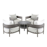 5 Piece Wicker Chat Seating Set, Aluminum Frame