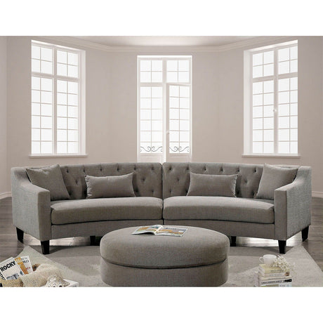 Sarin - Sectional & Ottoman - Warm Gray - Home Elegance USA