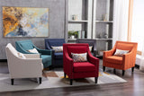 COOLMORE  accent armchair living room chair  with nailheads and solid wood legs  Orange Linen - Home Elegance USA