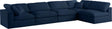 Serene - Cloud Modular Sectional 5 Piece - Navy - Fabric