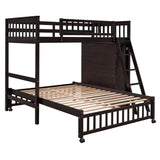 Wooden Twin Over Full Bunk Bed With Six Drawers And Flexible Shelves,Bottom Bed With Wheels,Espresso(OLD SKU:LP000531AAP) - Home Elegance USA