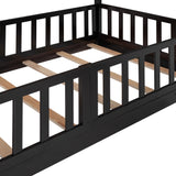Twin Over Twin Bunk Bed with Slide and Ladder, Espresso（Old SKU:LP000009AAP） - Home Elegance USA