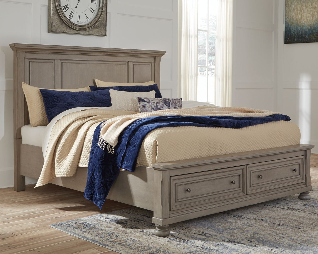 Lettner - Light Gray - Queen Panel Storage Bed - 8 Pc. - Dresser, Mirror, Chest, Queen Bed, 2 Nightstands - Home Elegance USA