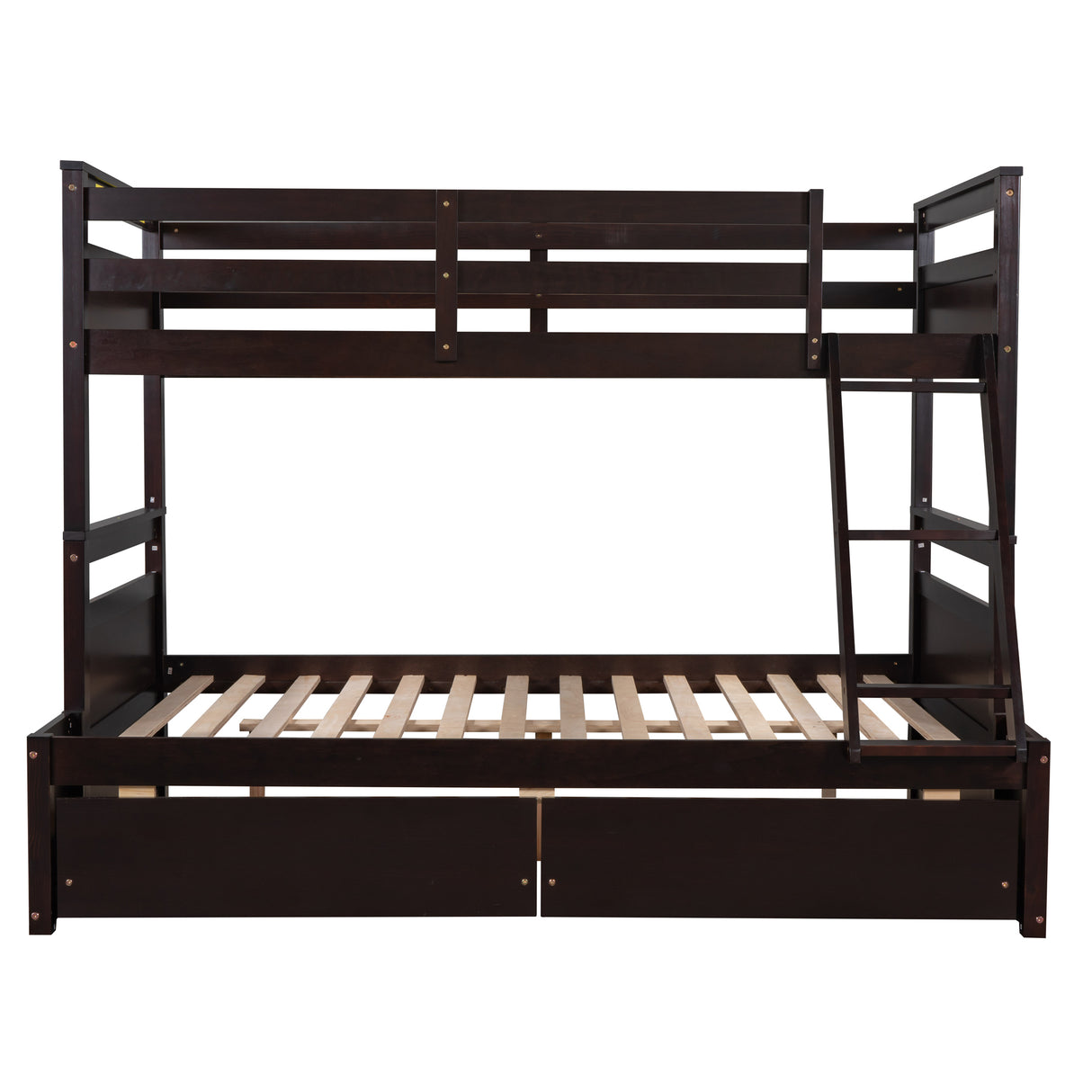 Twin over Full Bunk Bed with Storage - Espresso(OLD SKU :LP000022AAP) - Home Elegance USA