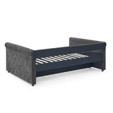 Daybed with Trundle Upholstered Tufted Sofa Bed, with Button and Copper Nail on Arms，Full Daybed & Twin Trundle, Grey（85.5“x57”x30.5“） Home Elegance USA