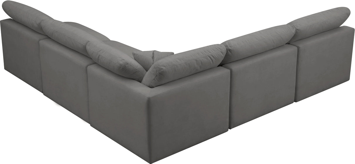 Plush - Cloud 5 Piece Modular Sectional - Grey - Fabric - Home Elegance USA