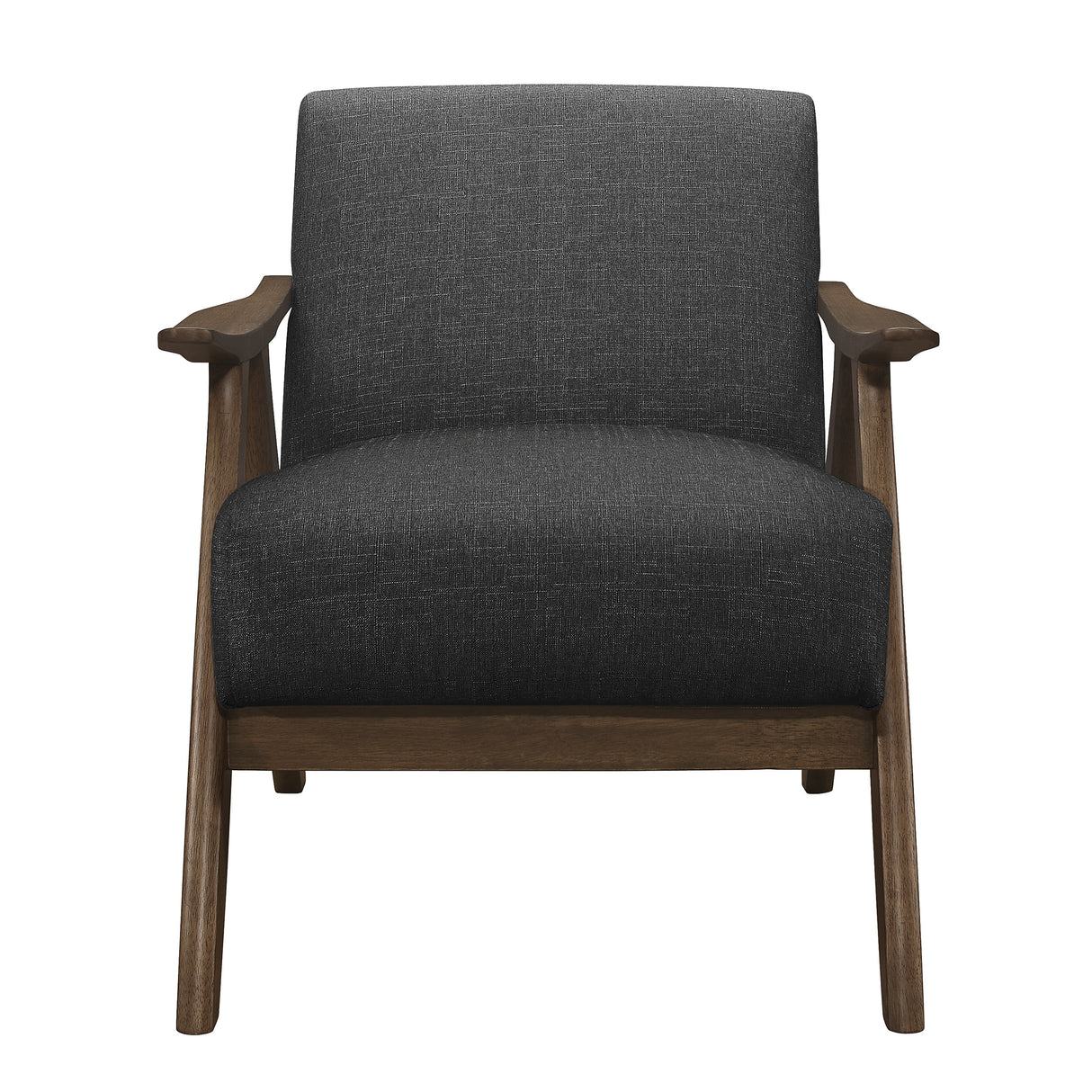 Modern Home Furniture Dark Gray Fabric Upholstered 1pc Accent Chair Cushion Back and Seat Walnut Finish Solid Rubber Wood Furniture - Home Elegance USA