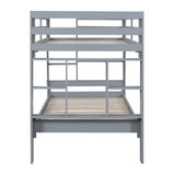 Twin over Twin Bunk Bed with Shelves and Built-in Ladder,  Gray (Expected Arrival Time:8.10) - Home Elegance USA