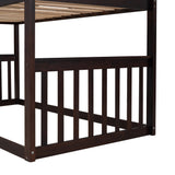 Twin Over Twin House Bunk Bed With Ladder, Wood Bed-Espresso - Home Elegance USA