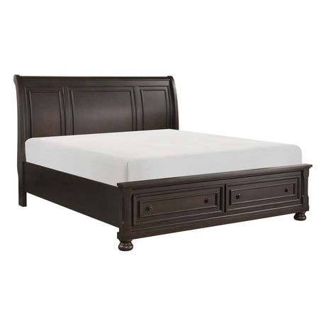 Grayish Brown Finish 1pc California King Size Platform Bed with Footboard Storage Sleigh Bed Transitional Bedroom Furniture - Home Elegance USA