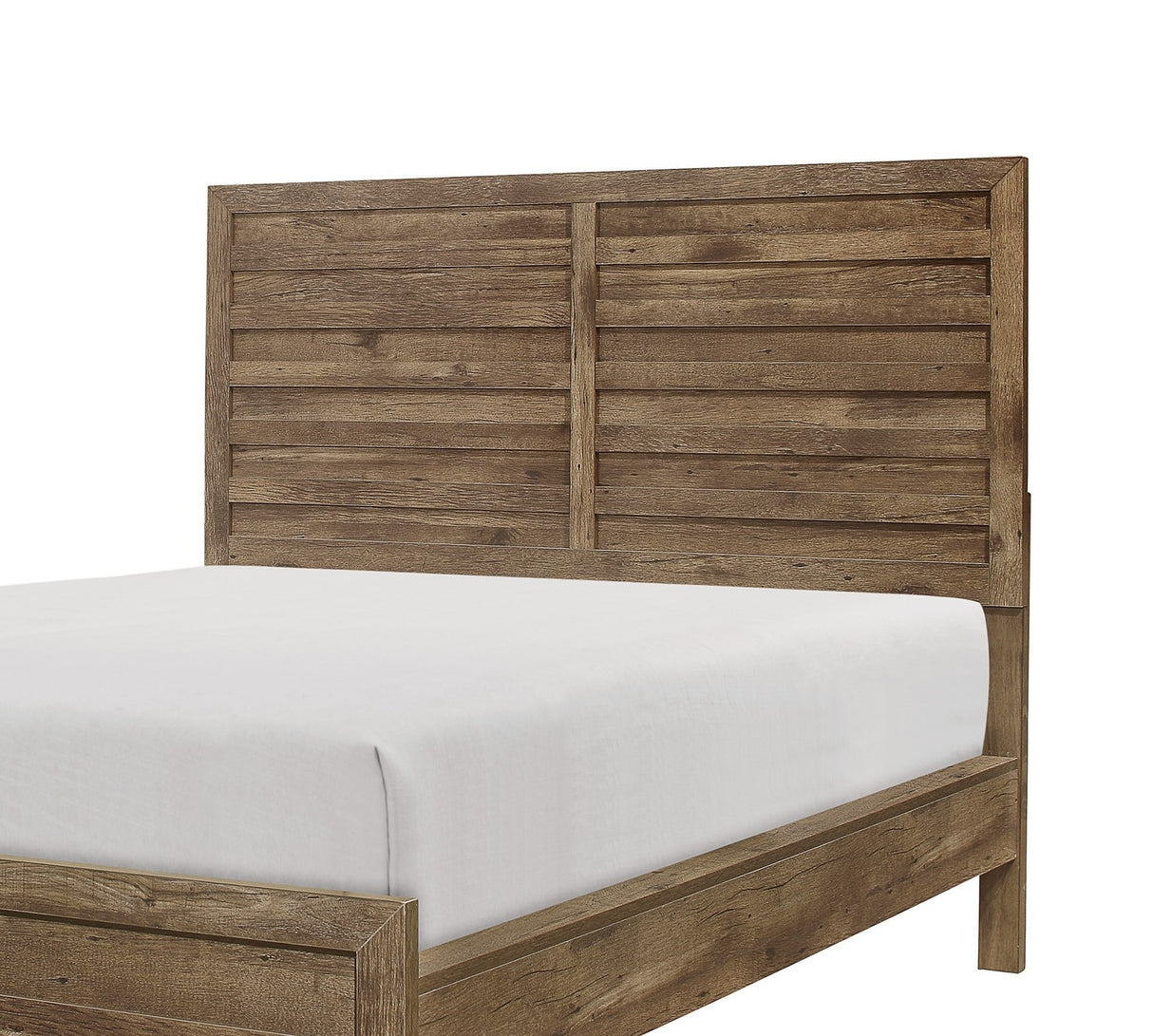 Weathered Pine Finish 1pc Queen Bed Modern Line Pattern Rusticated Style Bedroom Furniture - Home Elegance USA