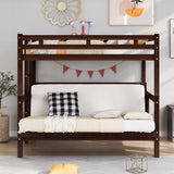 Twin over Full Bunk Bed,Down Bed can be Converted into Daybed,Espresso - Home Elegance USA