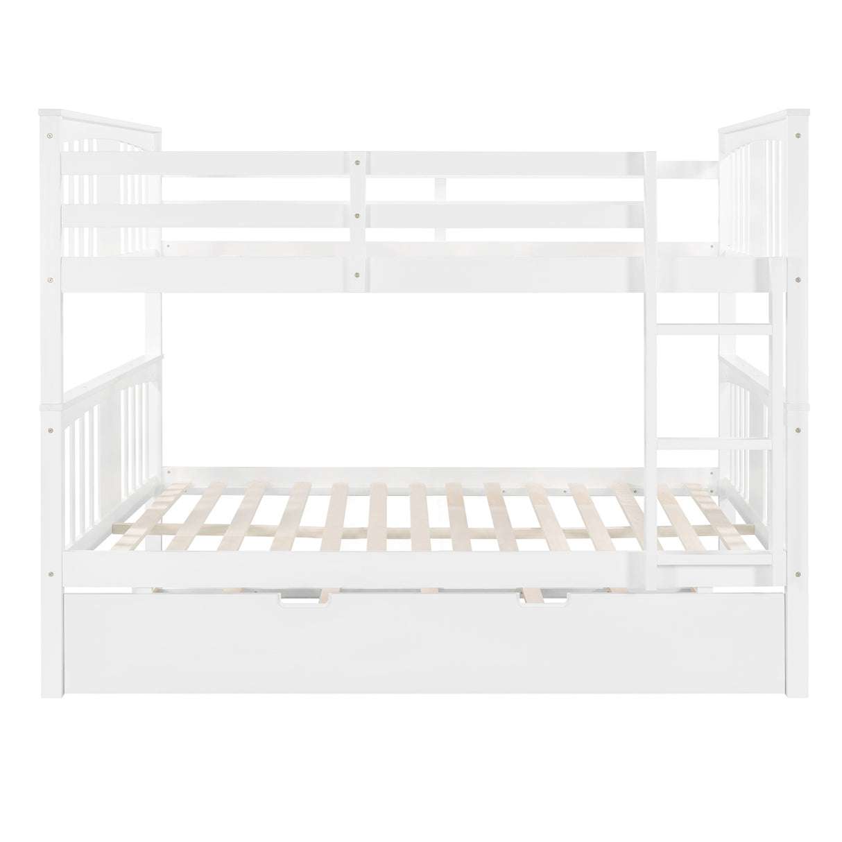 Full over Full Bunk Bed with Twin Size Trundle and Ladder-White(Old SKU: LP000204AAK) - Home Elegance USA