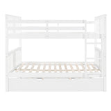 Full over Full Bunk Bed with Twin Size Trundle and Ladder-White(Old SKU: LP000204AAK) - Home Elegance USA