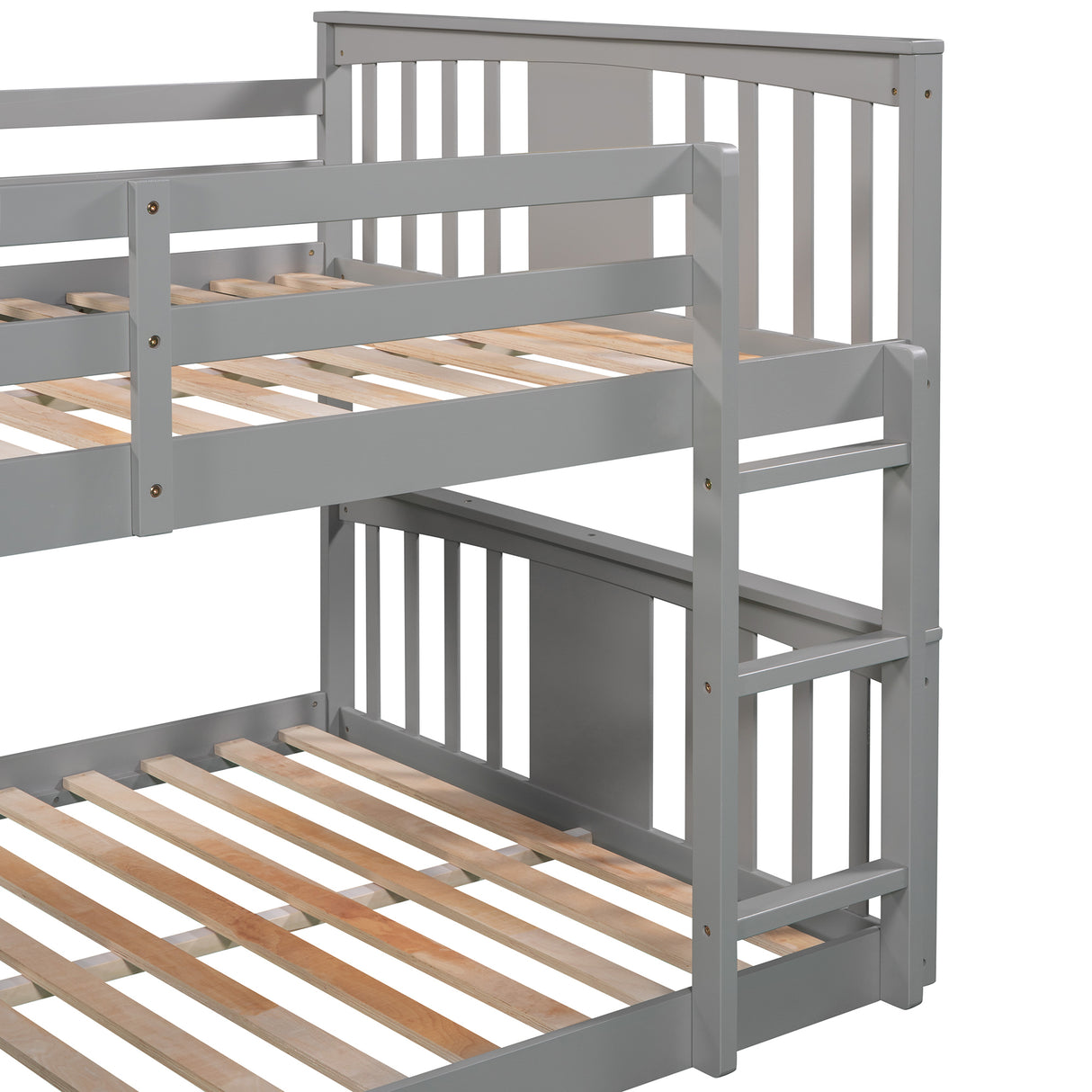 Full Over Full Bunk Bed with Ladder, Gray (Old SKU :LP000207AAE) - Home Elegance USA