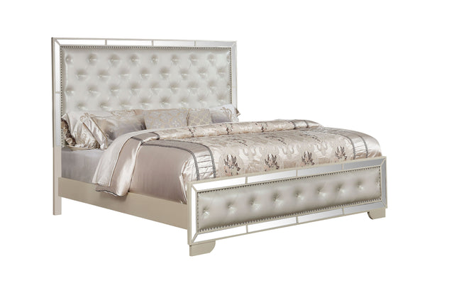 Madison Queen Size Upholstery Bed Made with Solid Wood in Beige - Home Elegance USA