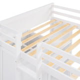 Twin size Loft Bed with a Stand-alone bed, Shelves,Desk,and Wardrobe-White - Home Elegance USA