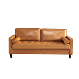 Modern Mid-Century Vegan Leather Sofa （Mocha） - Home Elegance USA