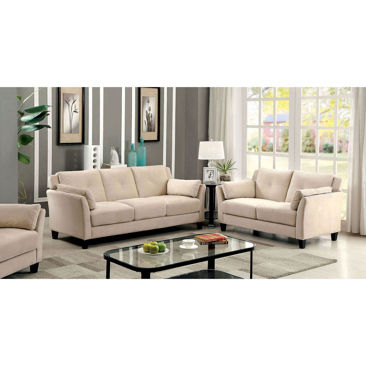 Ysabel - Sofa & Love Seat & Chair - Beige - Home Elegance USA