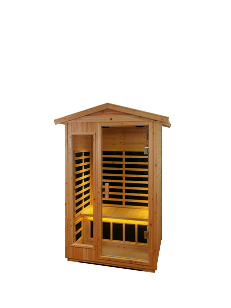 Two person Far infrared old fir outdoor sauna room ( Front & Rear ) - Home Elegance USA