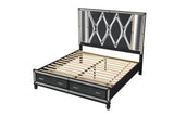 Crystal King Storage Bed Made With Wood Finished in Black - Home Elegance USA