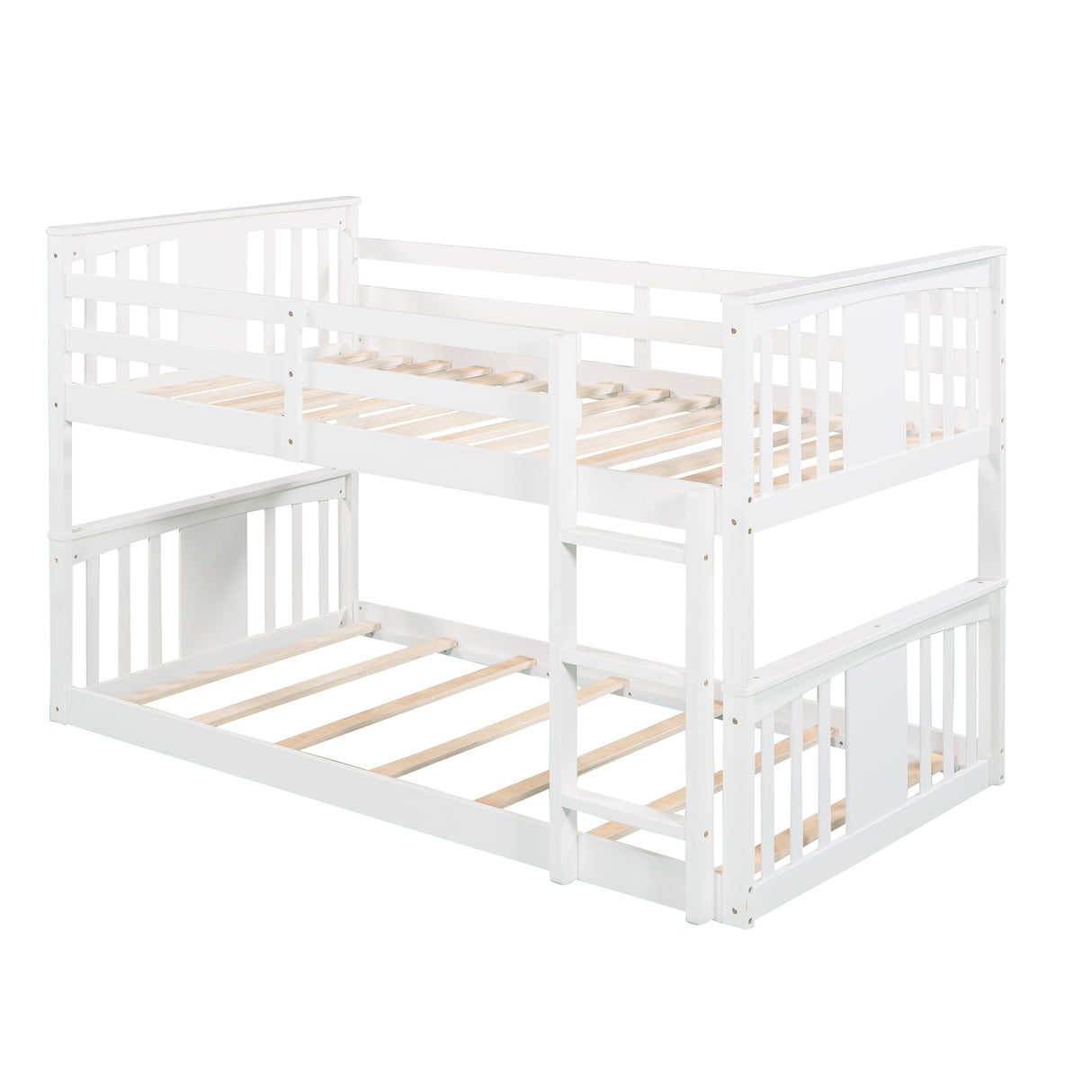 Twin Over Twin Bunk Bed with Ladder, White (Old SKU:LP000107AAK) - Home Elegance USA