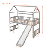 Twin Loft Bed with Slide, House Bed with Slide,White(OLD SKU :LT000212AAE) - Home Elegance USA