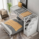 Twin over Full Loft Bed with Staircase,White(OLD SKU:SM000107AAK) - Home Elegance USA