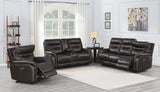 Top-Grain Leather Motion Sofa in Coffee - Contemporary Style, Reclining Footrests, USB Port Home Elegance USA