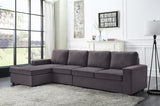 Dunlin Sofa with Reversible Chaise in Dark Gray Linen - Home Elegance USA