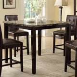 Contemporary Counter Height Dining 5pc Set Table w 4x Chairs Brown Finish Birch Faux Marble Table Top Tufted Chairs Cushions Kitchen Dining Room Furniture Dinette - Home Elegance USA