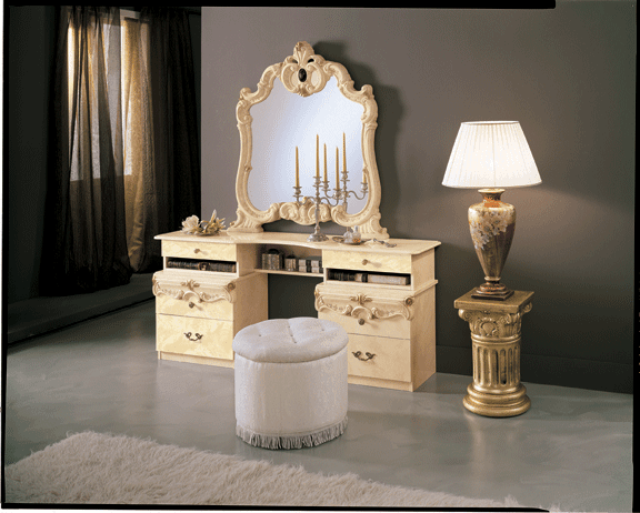 Esf Furniture - Barocco Vanity Dresser With Mirror In Ivory - Baroccovaniryivory-M