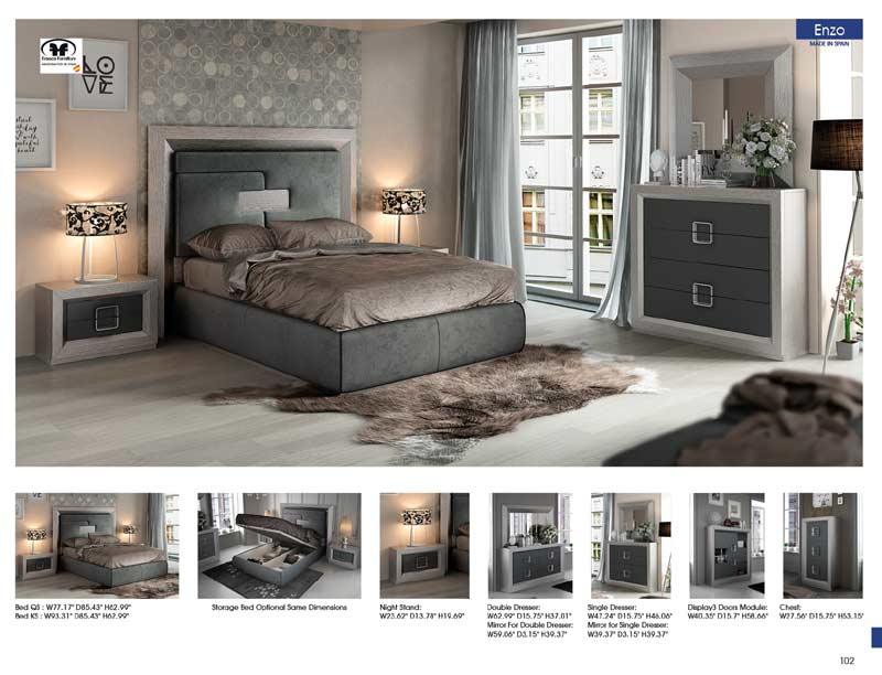 Esf Furniture - Enzo Queen Bed With Storage Kit In Grey - Enzostoragekitqs