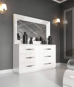 Carmen White Double Dresser With Mirror - Carmendresserwhite-Mirror | ESF