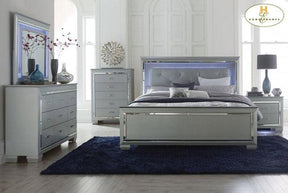 Allura 5 Piece Queen Bedroom Set Silver with LED Lights 1916-1-5 | Homelegance