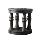 Transitional Solid wood End Table Antique Gray Color Turned Support Legs Sofa Side Table w Open Shelf - Home Elegance USA