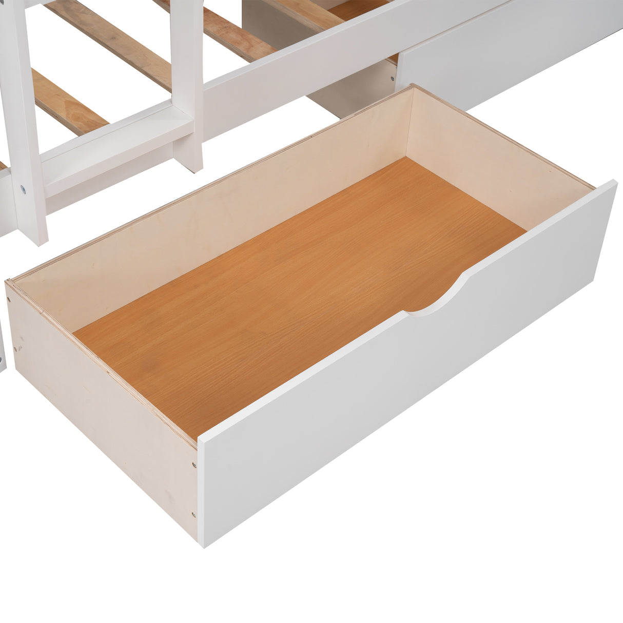 Twin Size Bunk Bed with a Loft Bed attached, with Two Drawers,White - Home Elegance USA