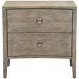 Albion Nightstand Pewter Finish with Curved Front and USB Charging | Bernhardt