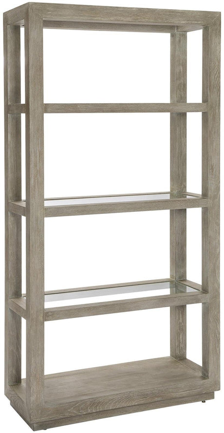 Albion Etagere in Knotty White Oak & Pewter Finish | Bernhardt | Casual Chic Design