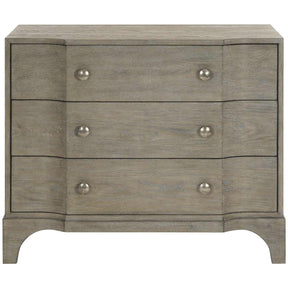 Albion Nightstand Pewter Finish with Breakfront Design and USB Charging | Bernhardt