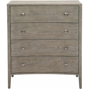 Albion Rustic Modern Tall Drawer Chest Pewter Finish with Curved Front | Bernhardt
