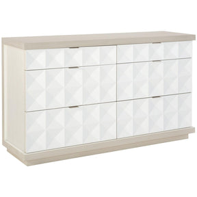 Axiom Six-Drawer Dresser Linear White, Gray & White Linen | Bernhardt